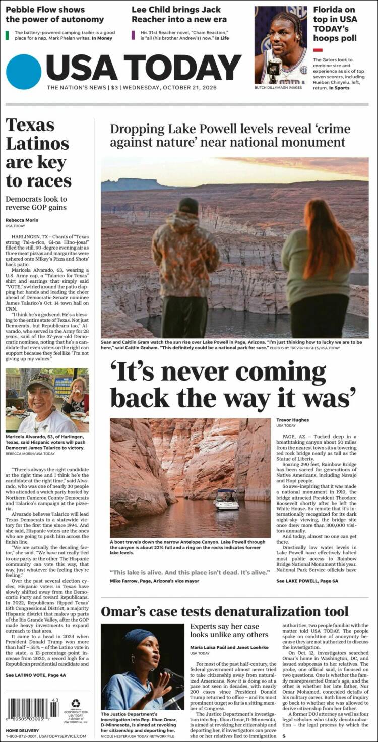 Portada de USA Today (USA)