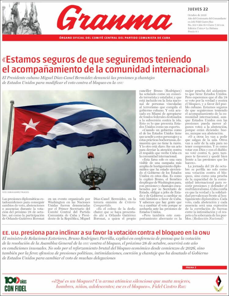 Portada de Granma (Cuba)