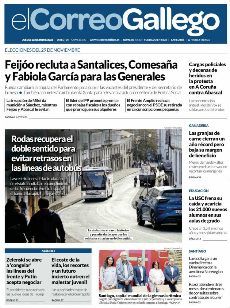 Portada de El Correo Gallego (Espa&ntilde;a)