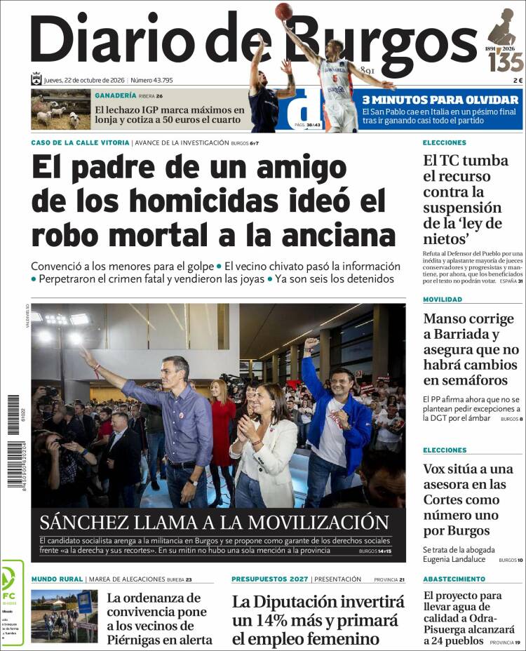 Portada de Diario de Burgos (Spain)