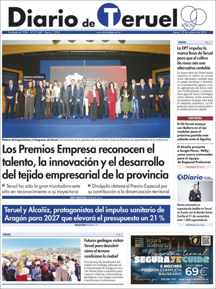 Portada de Diario de Teruel (Espa&ntilde;a)