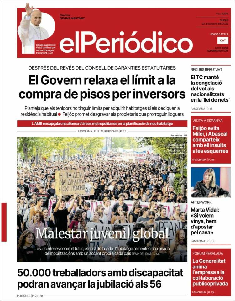 Portada de El Periódico de Catalunya (Espa&ntilde;a)