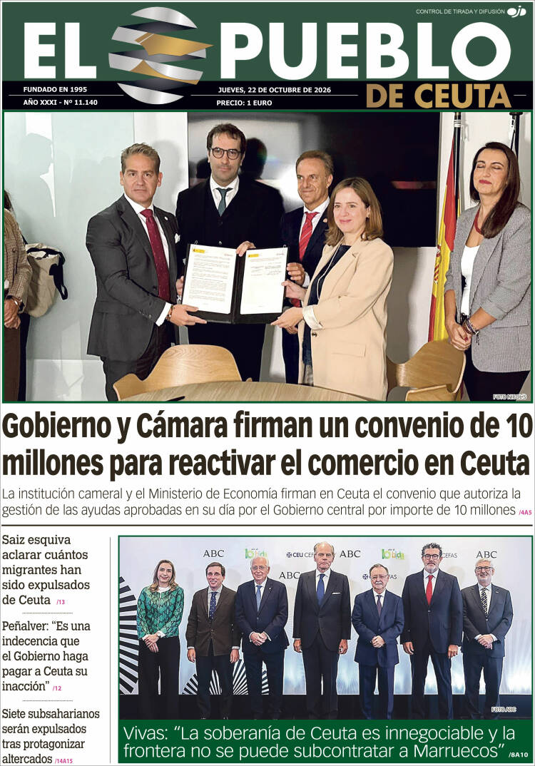 Portada de El Pueblo de Ceuta (Espa&ntilde;a)
