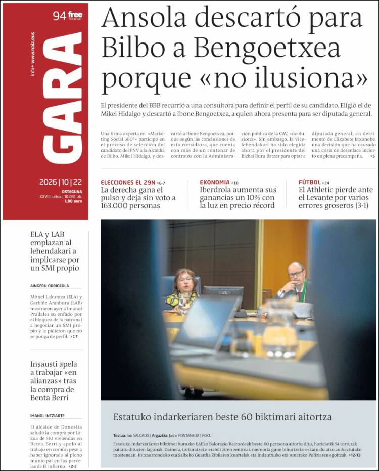Portada de Gara (Espa&ntilde;a)