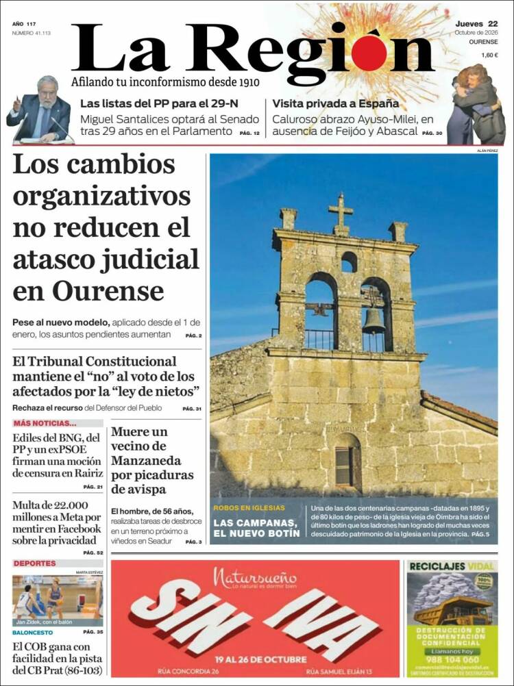 Portada de La Región de Ourense (Spain)