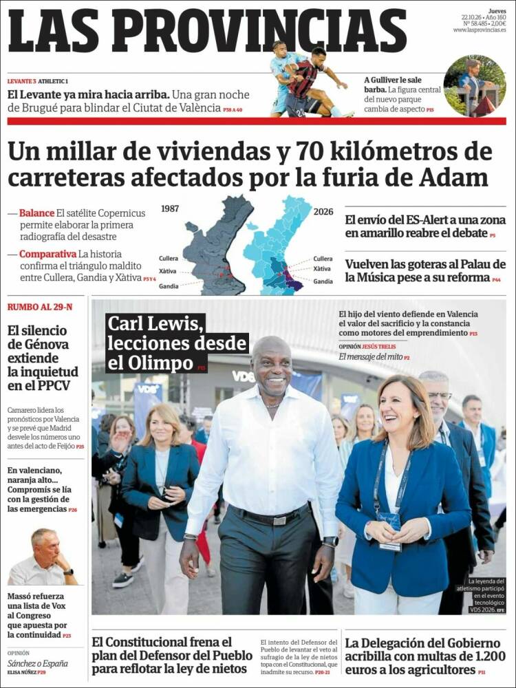 Portada de Las Provincias (Espa&ntilde;a)
