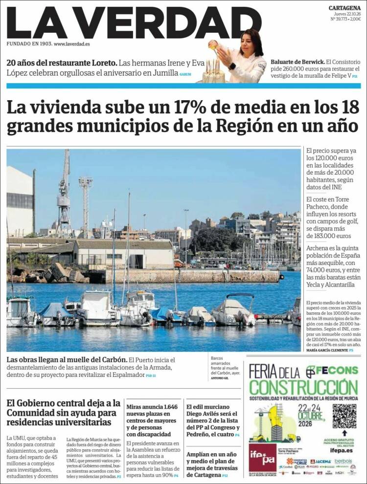 Portada de La Verdad de Cartagena (Spain)