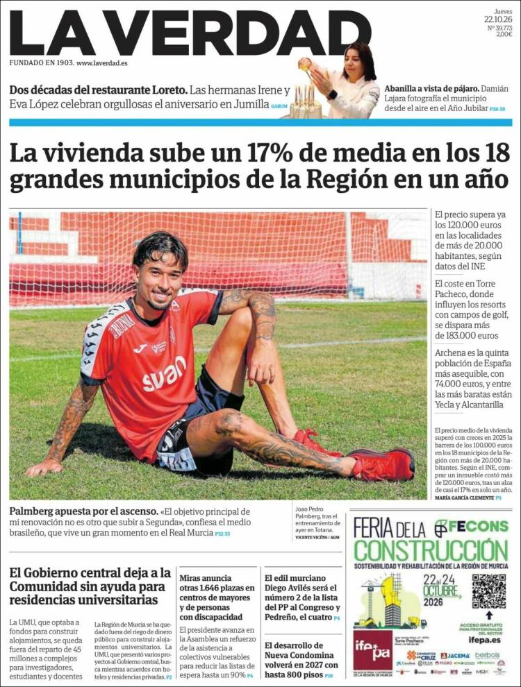 Portada de La Verdad de Murcia (Spain)