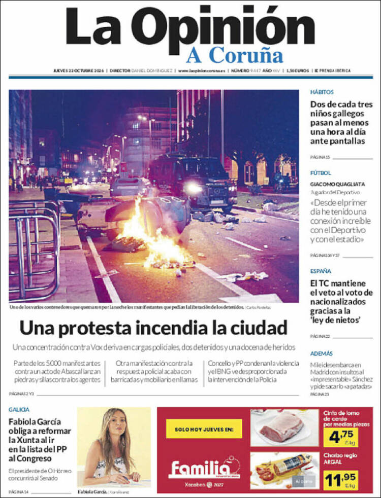 Portada de La Opinión de A Coruña (Spain)