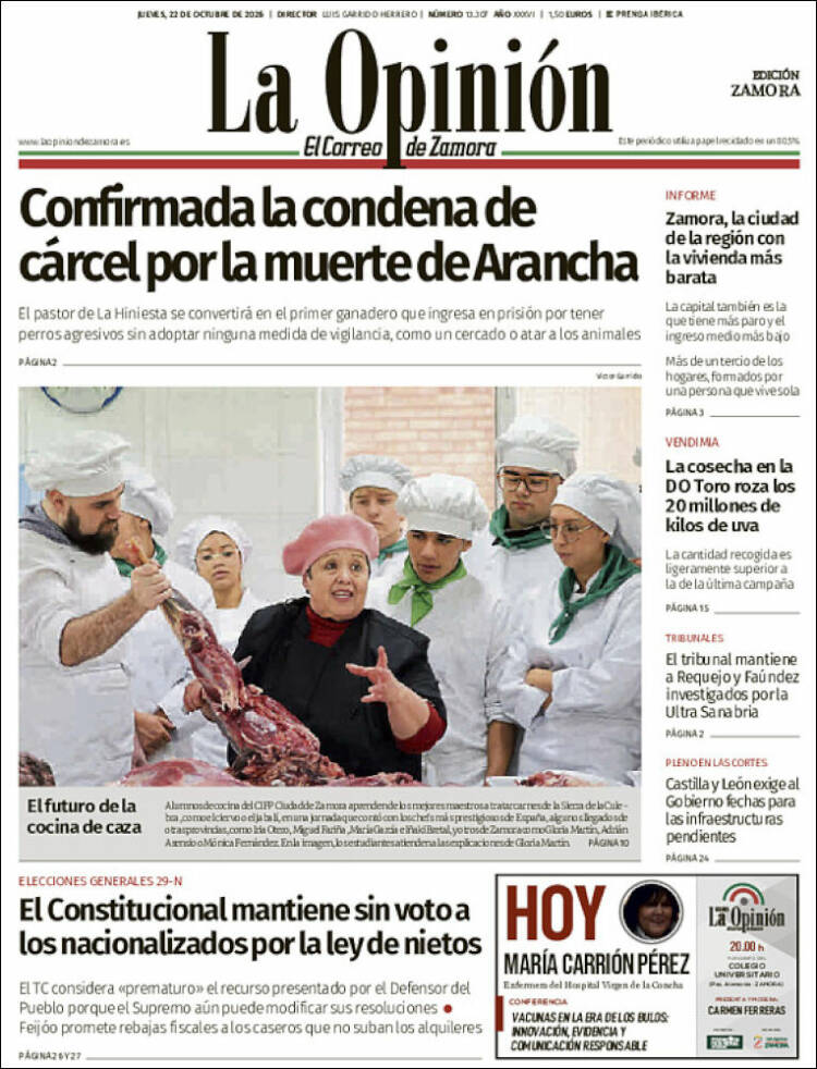 Portada de La Opinión - El Correo de Zamora (Spain)