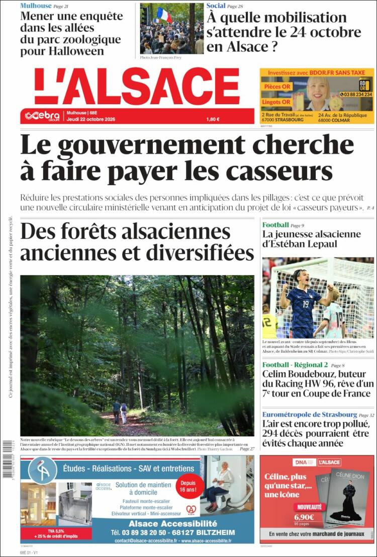 Portada de Journal L'Alsace (France)