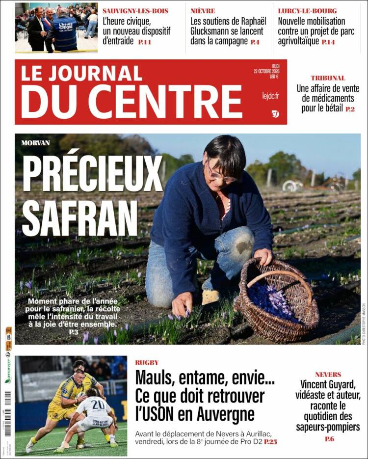 Portada de Le Journal du Centre (Francia)