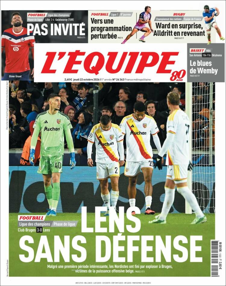 Portada de L'Equipe (France)