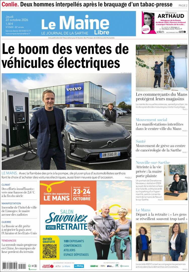 Portada de Le Maine Libre (Francia)
