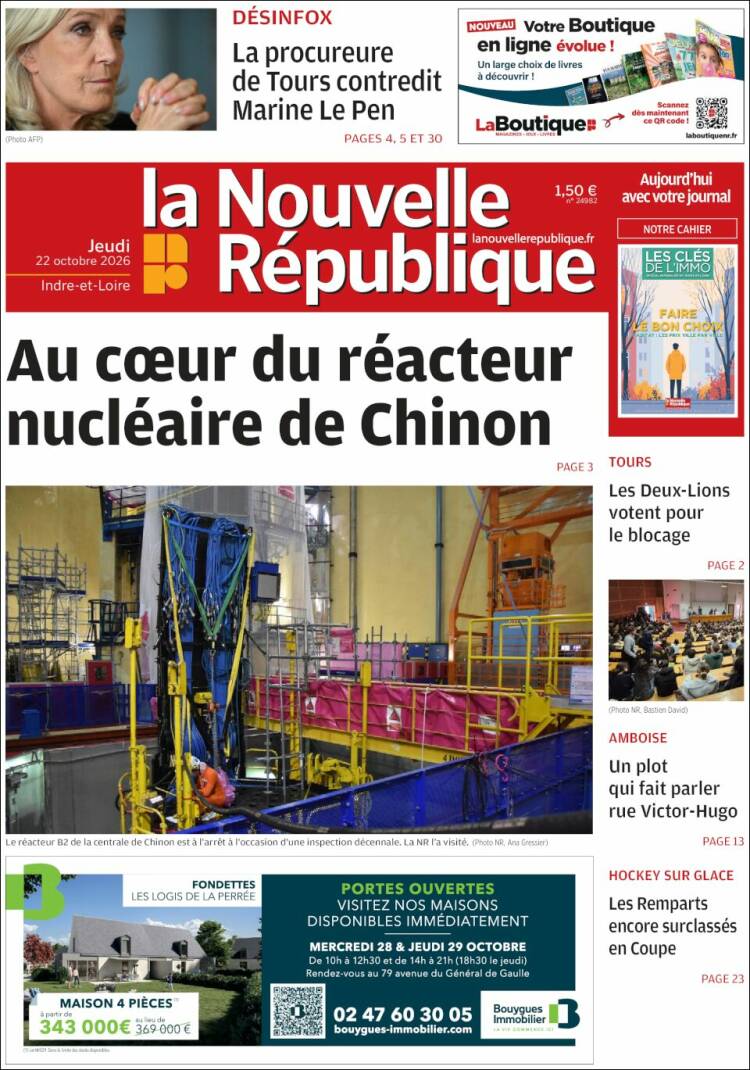 Portada de La Nouvelle Republique (Francia)