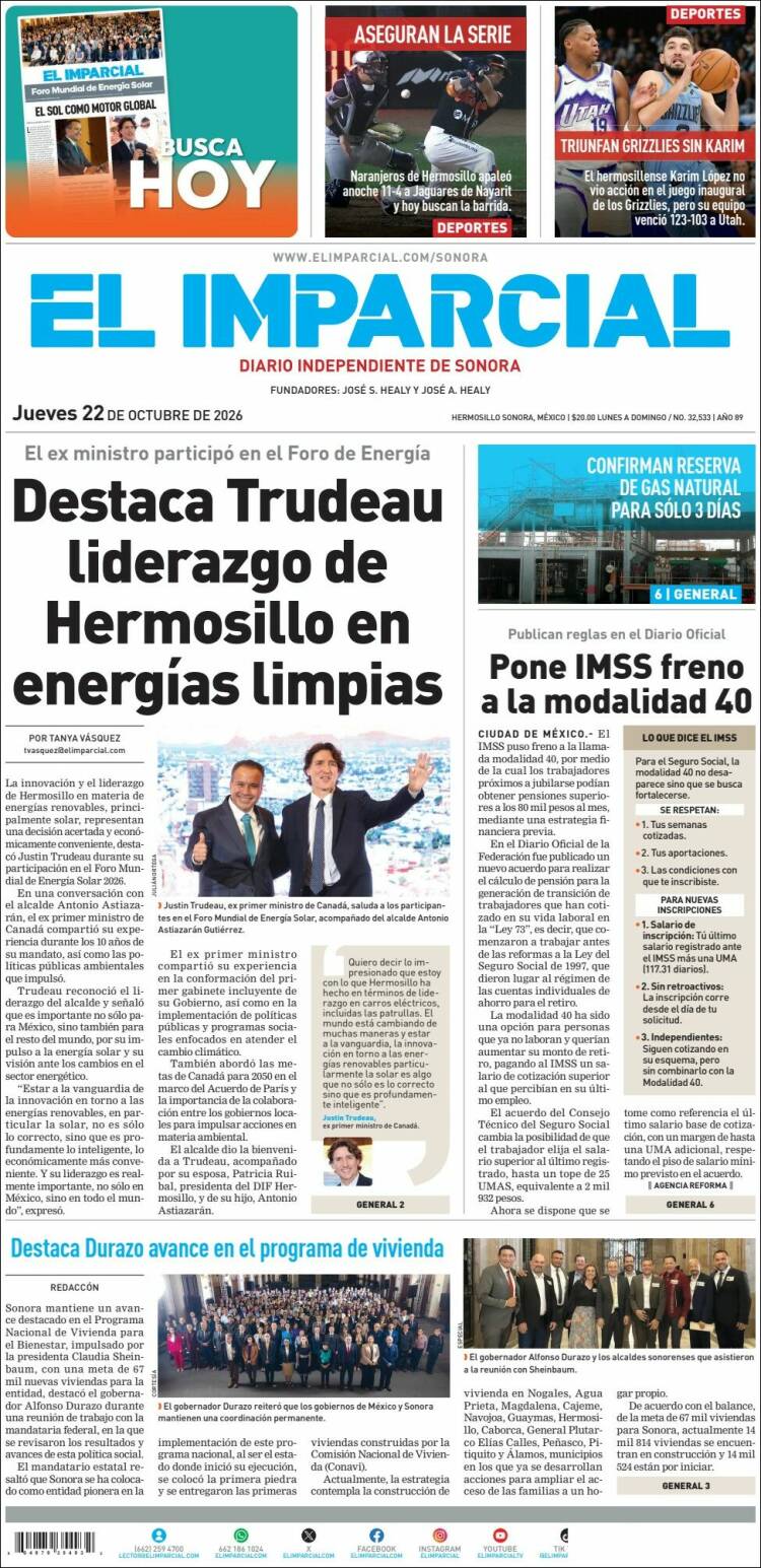 Portada de El Imparcial (Mexico)