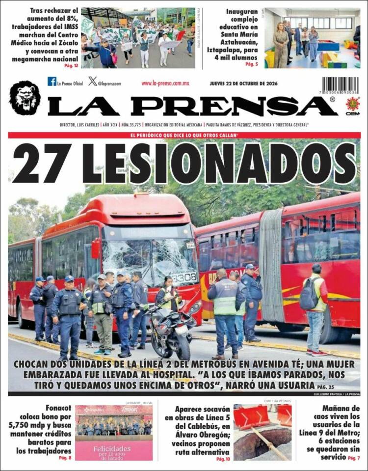 Portada de La Prensa (Mexico)