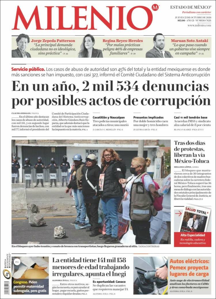 Portada de Milenio - Estado de México (Mexico)