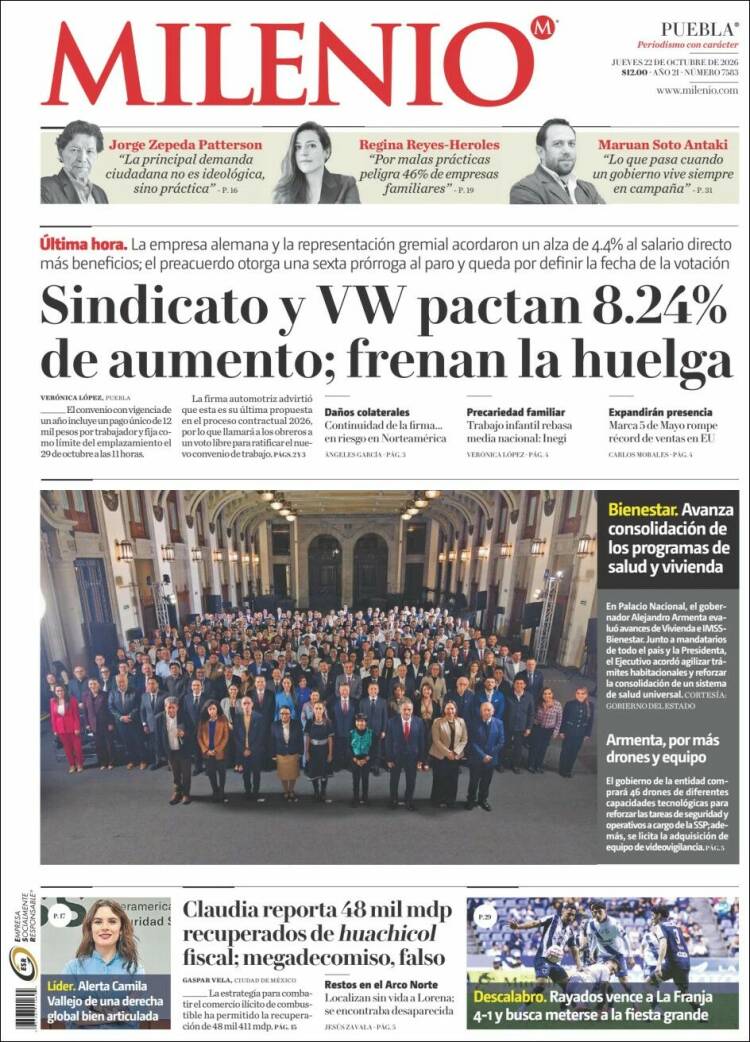 Portada de Milenio de Puebla (Mexico)
