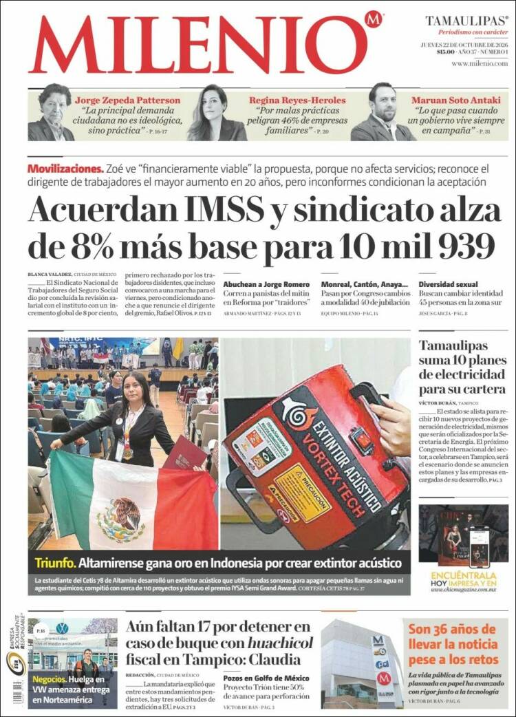 Portada de Milenio - Tamaulipas (Mexico)