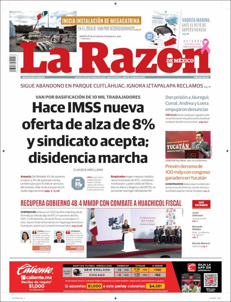 Portada de La Razón (Mexico)