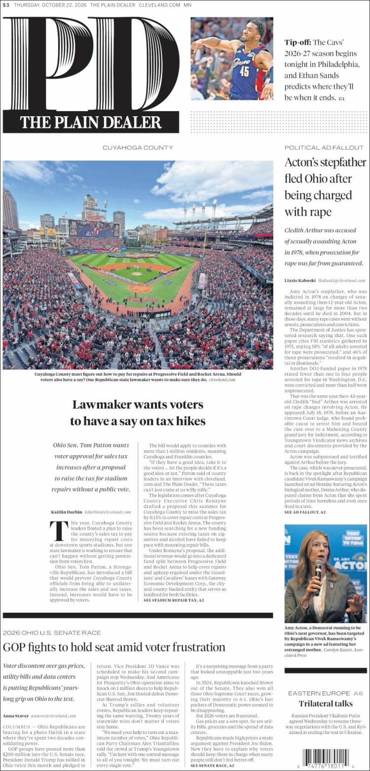 Portada de The Plain Dealer (USA)