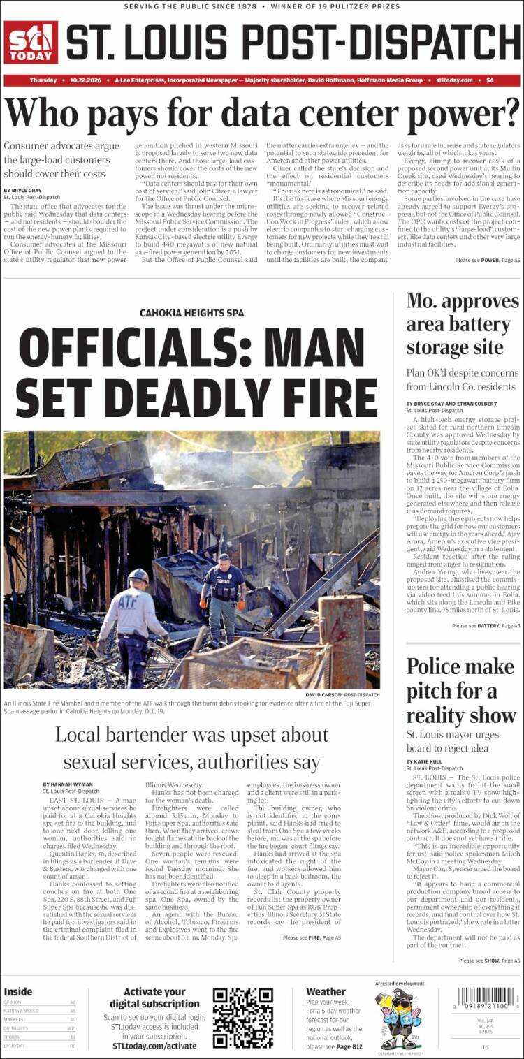Portada de St. Louis Post-Dispatch (USA)