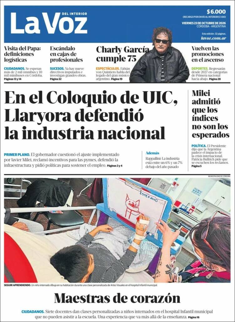 Portada de La Voz del Interior (Argentina)