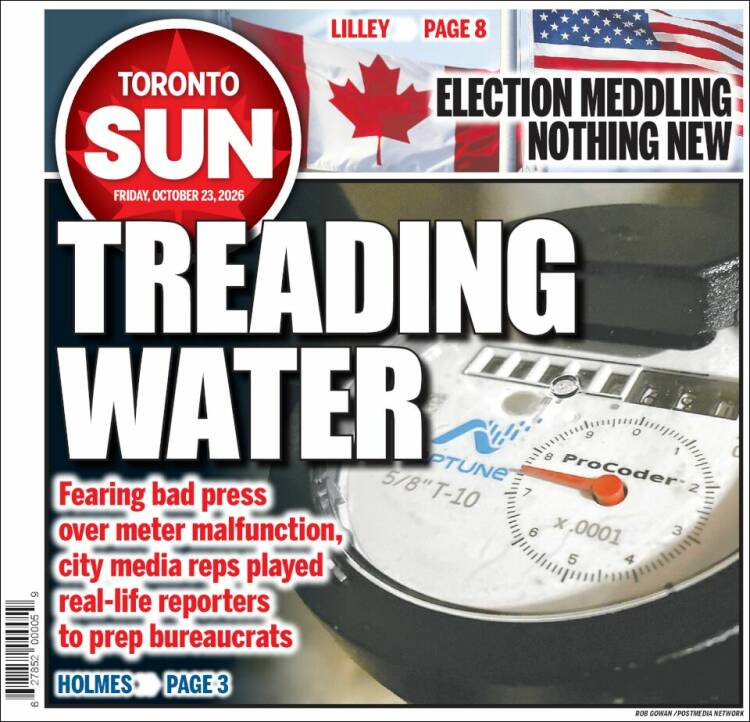 Portada de The Toronto Sun (Canad&aacute;)