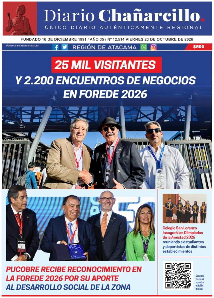 Portada de Diario Chañarcillo (Chile)