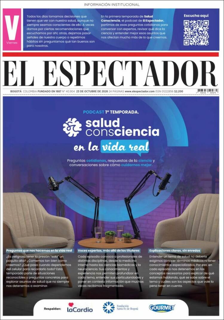 Portada de El Espectador (Colombia)
