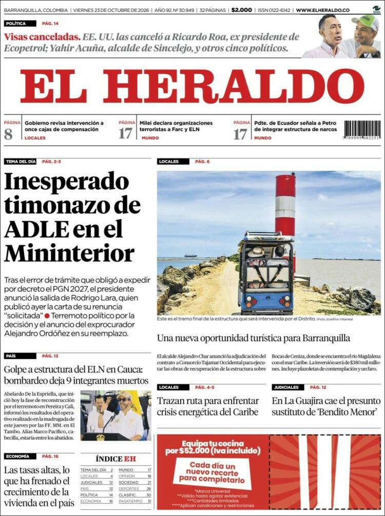 Portada de El Heraldo (Colombia)