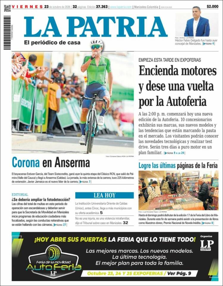 Portada de La Patria (Colombia)
