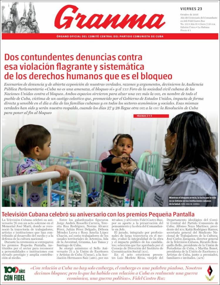 Portada de Granma (Cuba)