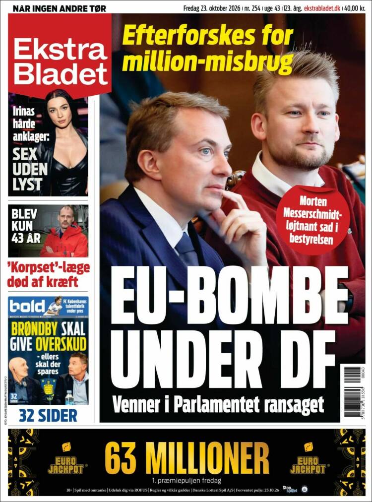 Portada de Ekstra Bladet (Dinamarca)