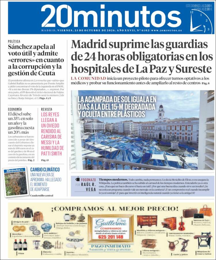 Portada de 20 Minutos - Madrid (Espa&ntilde;a)