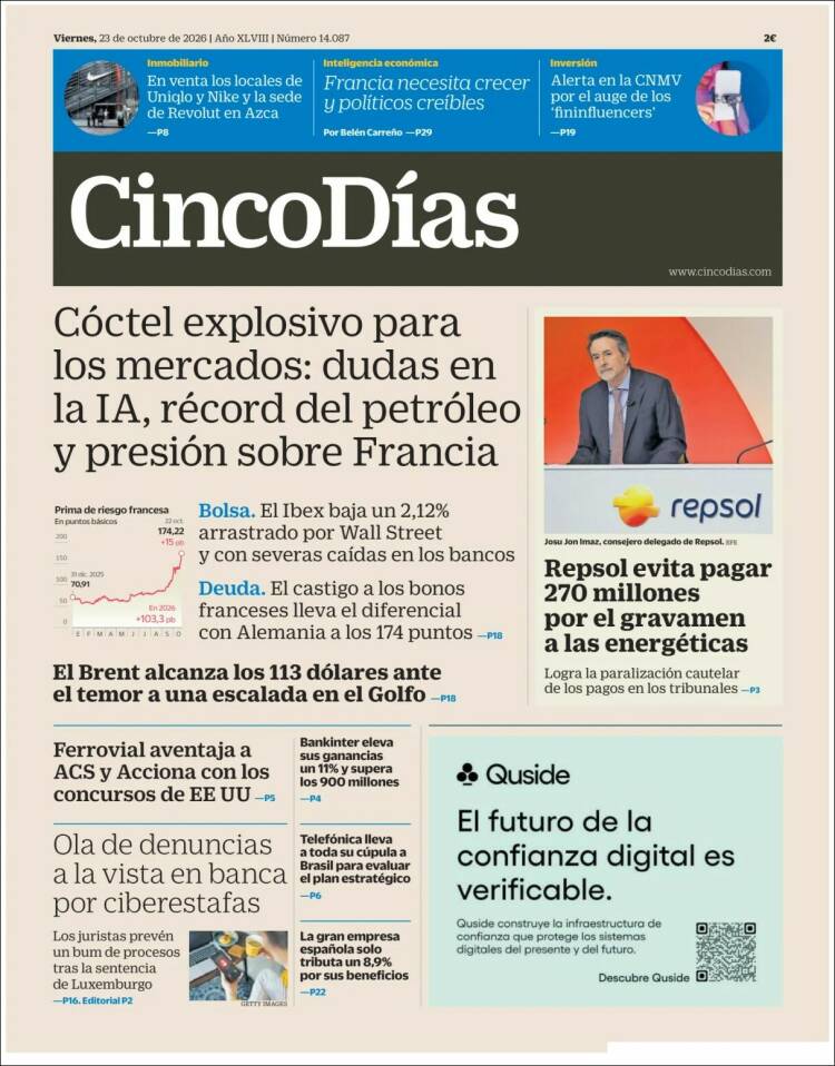 Portada de Cinco Días (Espa&ntilde;a)