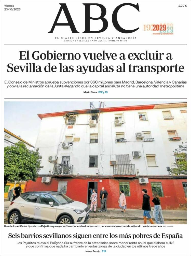 Portada de ABC - Sevilla (Espa&ntilde;a)
