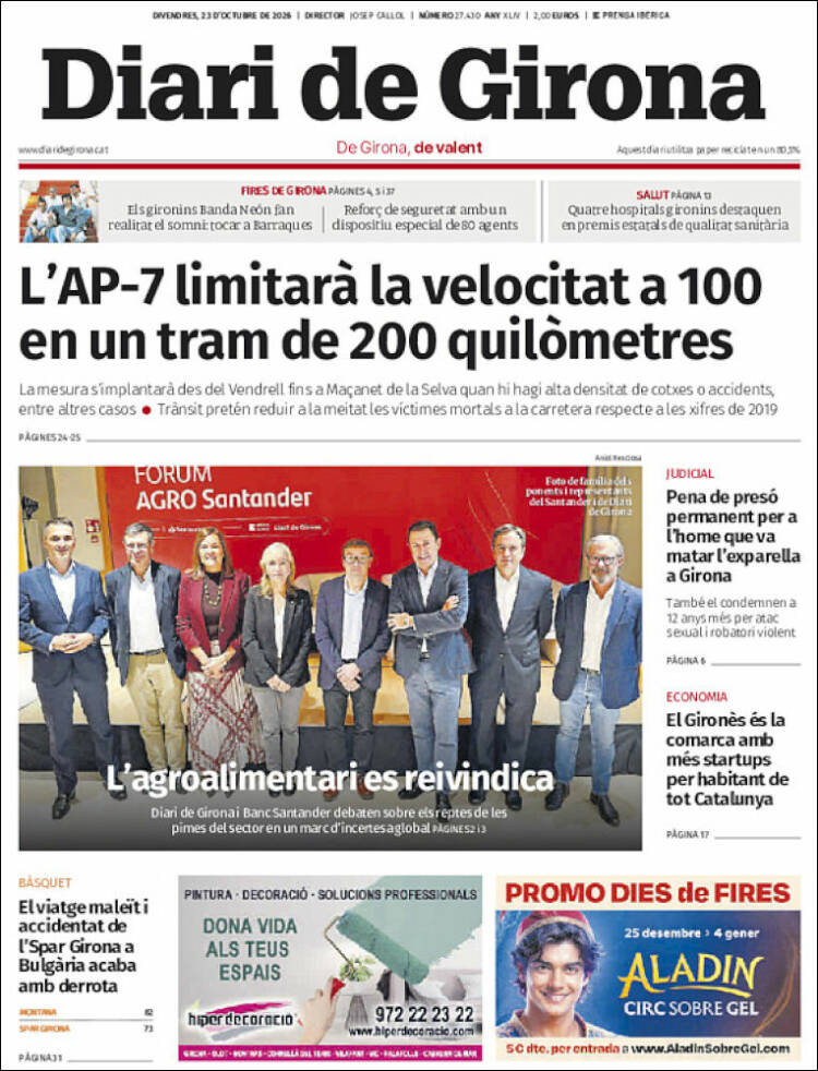 Portada de Diari de Girona (Espa&ntilde;a)