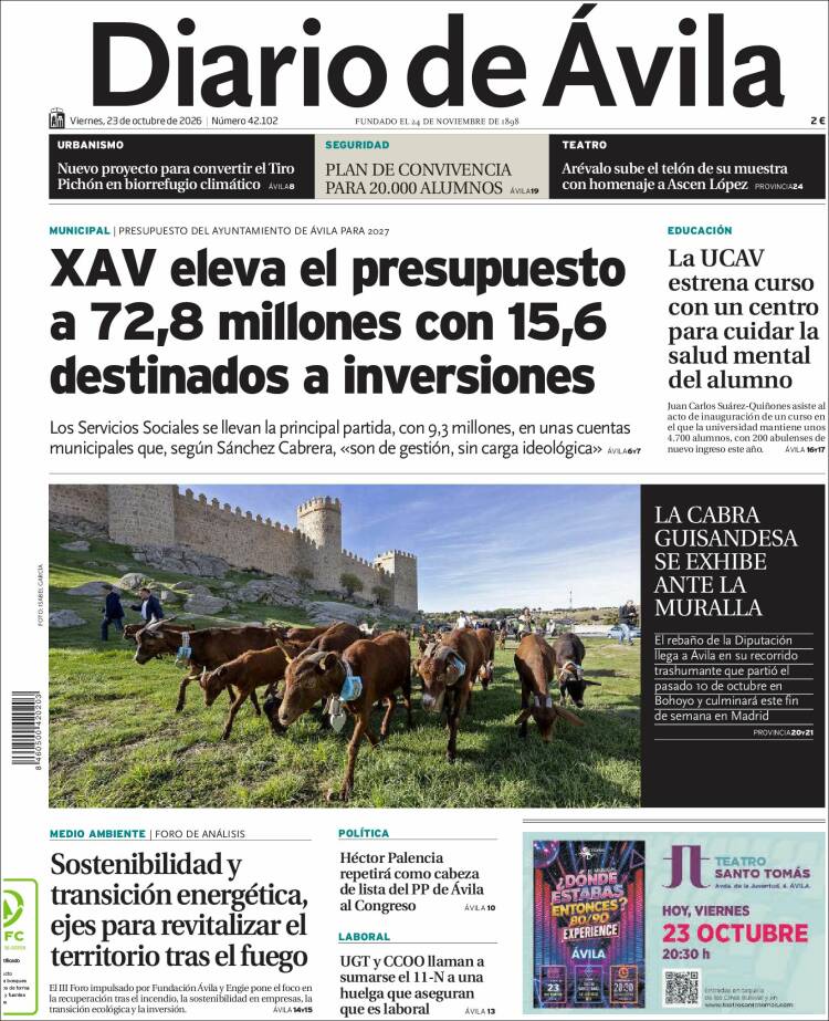 Portada de Diario de Ávila (Espa&ntilde;a)