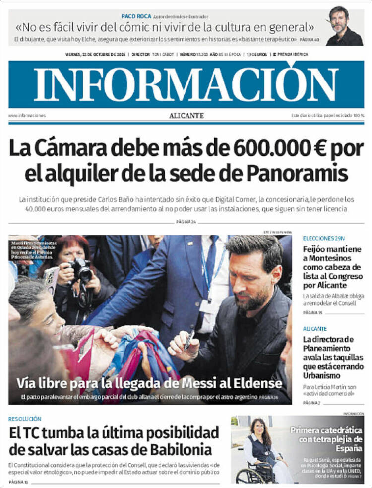 Portada de Diario Información (Espa&ntilde;a)