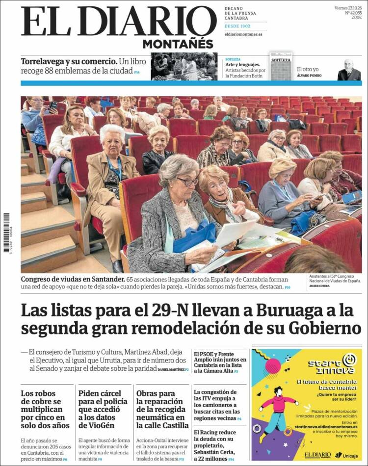 Portada de El Diario Montañés (Espa&ntilde;a)