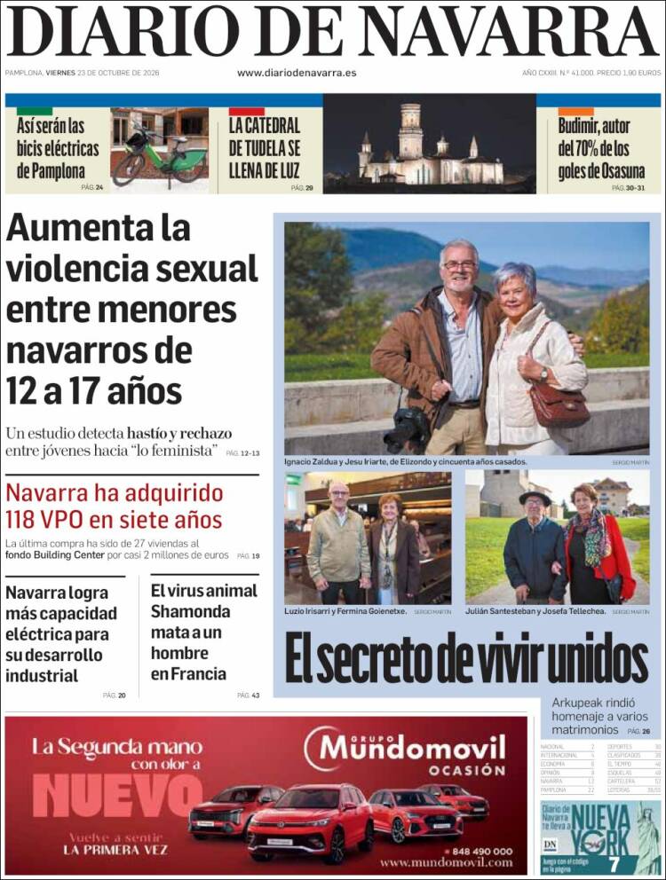 Portada de Diario de Navarra (Espa&ntilde;a)