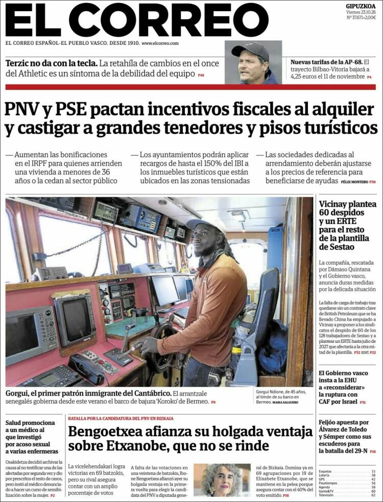 Portada de El Correo - Guipuzcoa (Espa&ntilde;a)