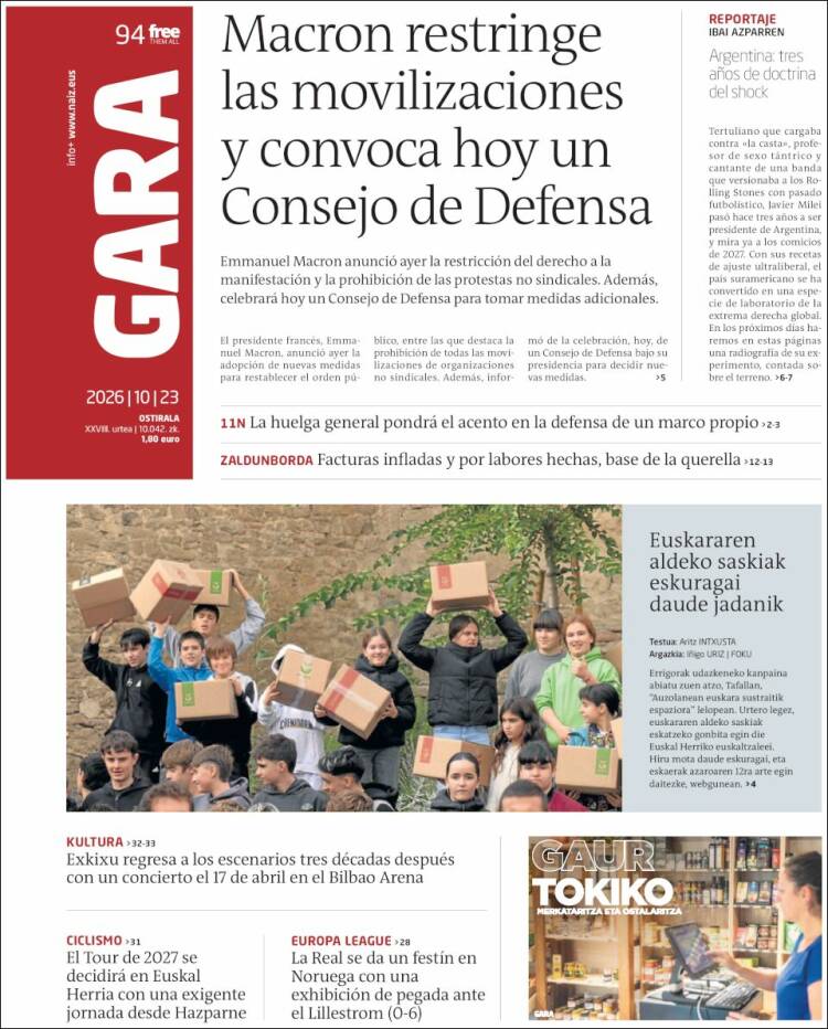 Portada de Gara (Espa&ntilde;a)