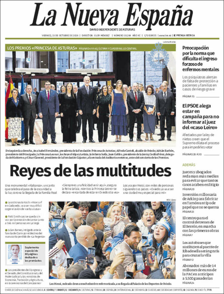 Portada de La Nueva España (Espa&ntilde;a)