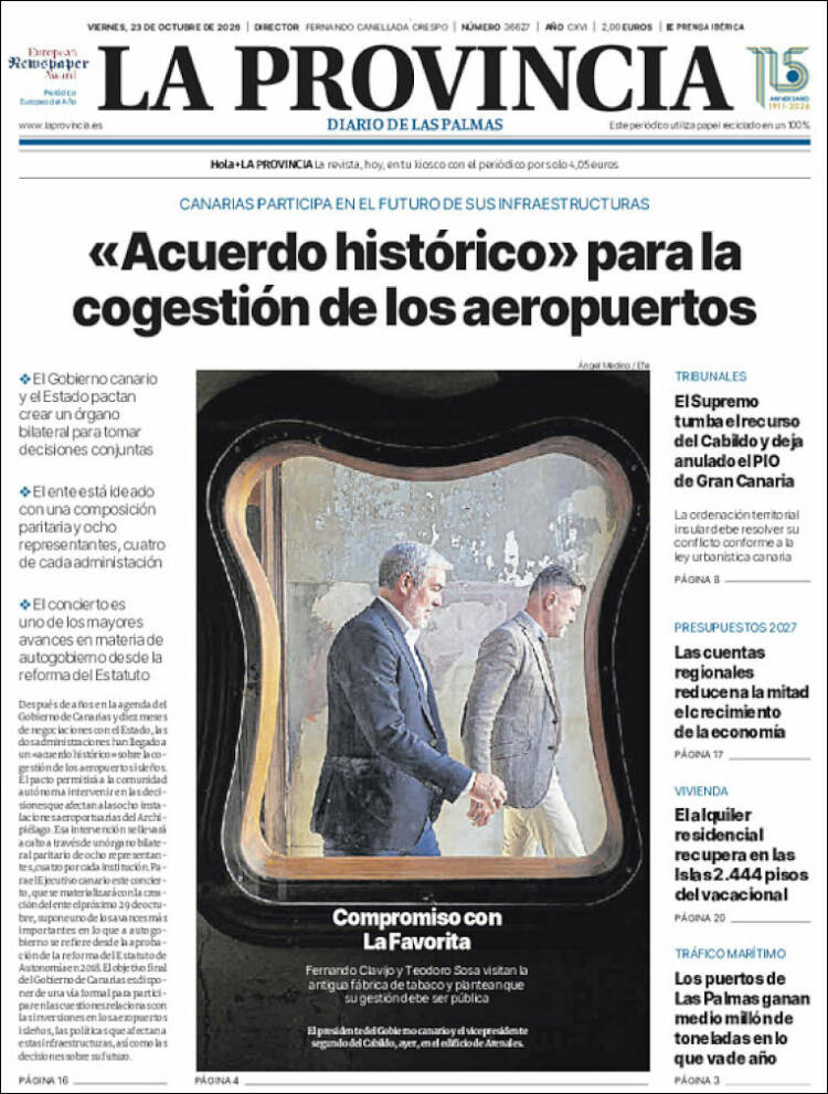Portada de La Provincia (Espa&ntilde;a)