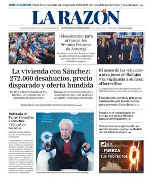 Portada de La Razón de hoy