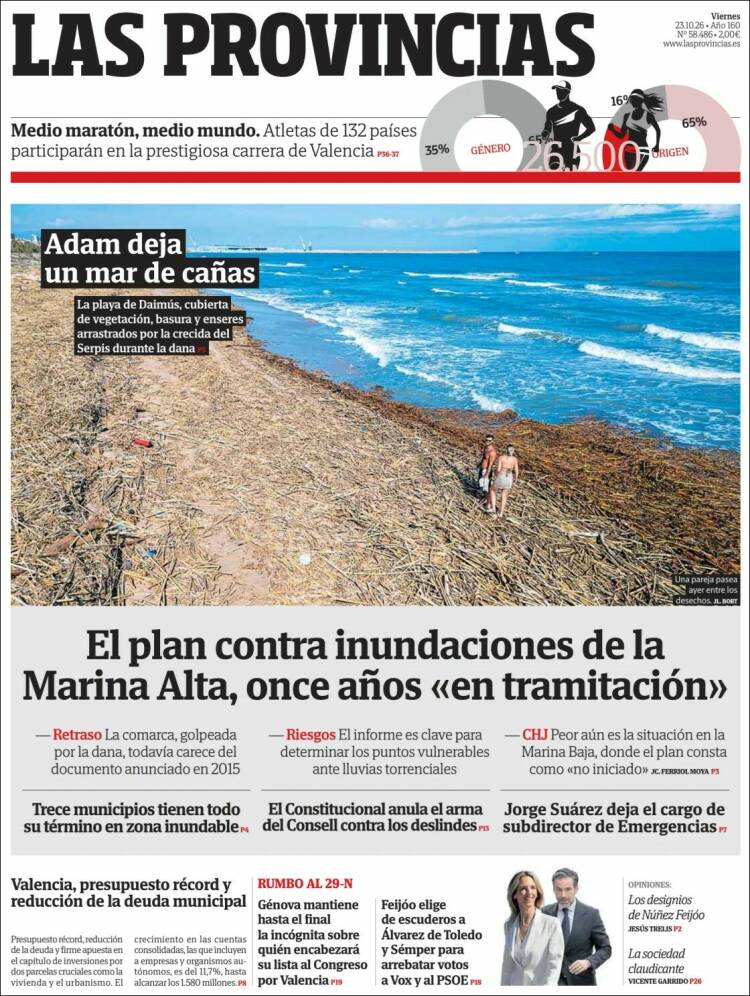 Portada de Las Provincias (Espa&ntilde;a)