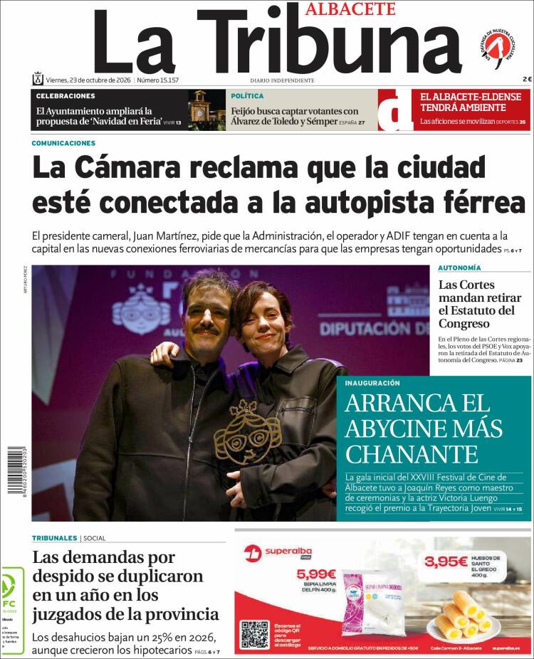 Portada de La Tribuna de Albacete (Espa&ntilde;a)